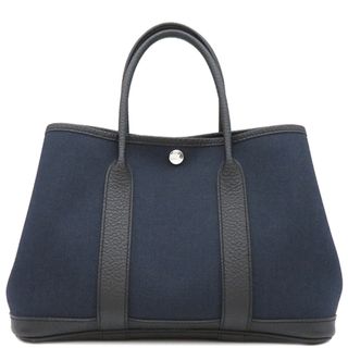 Hermes - エルメス HERMES トートバッグ ガーデンパーティーTPM トワルアッシュ ネゴンダ デニムフォンセ シルバー金具 紺  X刻印【中古】