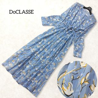 DoCLASSE - ドゥクラッセ ✿ 花柄 シアー ロングワンピース 11号 L 水色 ブルー 長袖