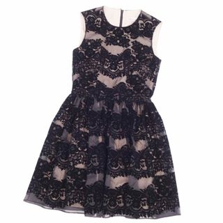 ヴァレンティノ(VALENTINO)の極美品 レッドヴァレンティノ REDVALENTINO ワンピース ドレス ノースリーブ レース 花柄 シルク レディース 38(XS) 黒(ひざ丈ワンピース)