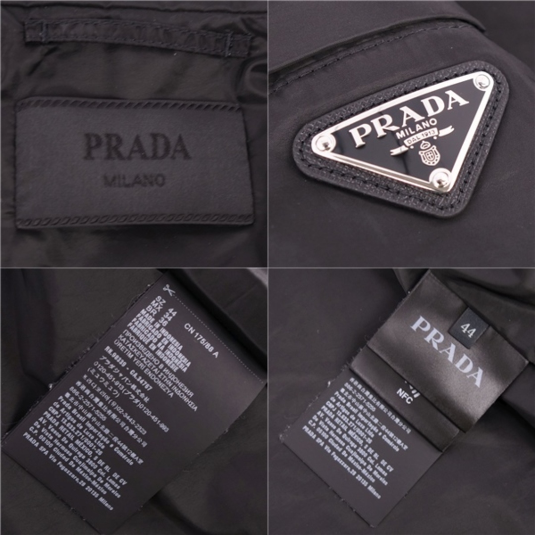 PRADA(プラダ)の美品 プラダ PRADA ジャケット 2022 ブルゾン トライアングル 中綿入り ポリエステル アウター メンズ 44 ブラック メンズのジャケット/アウター(その他)の商品写真