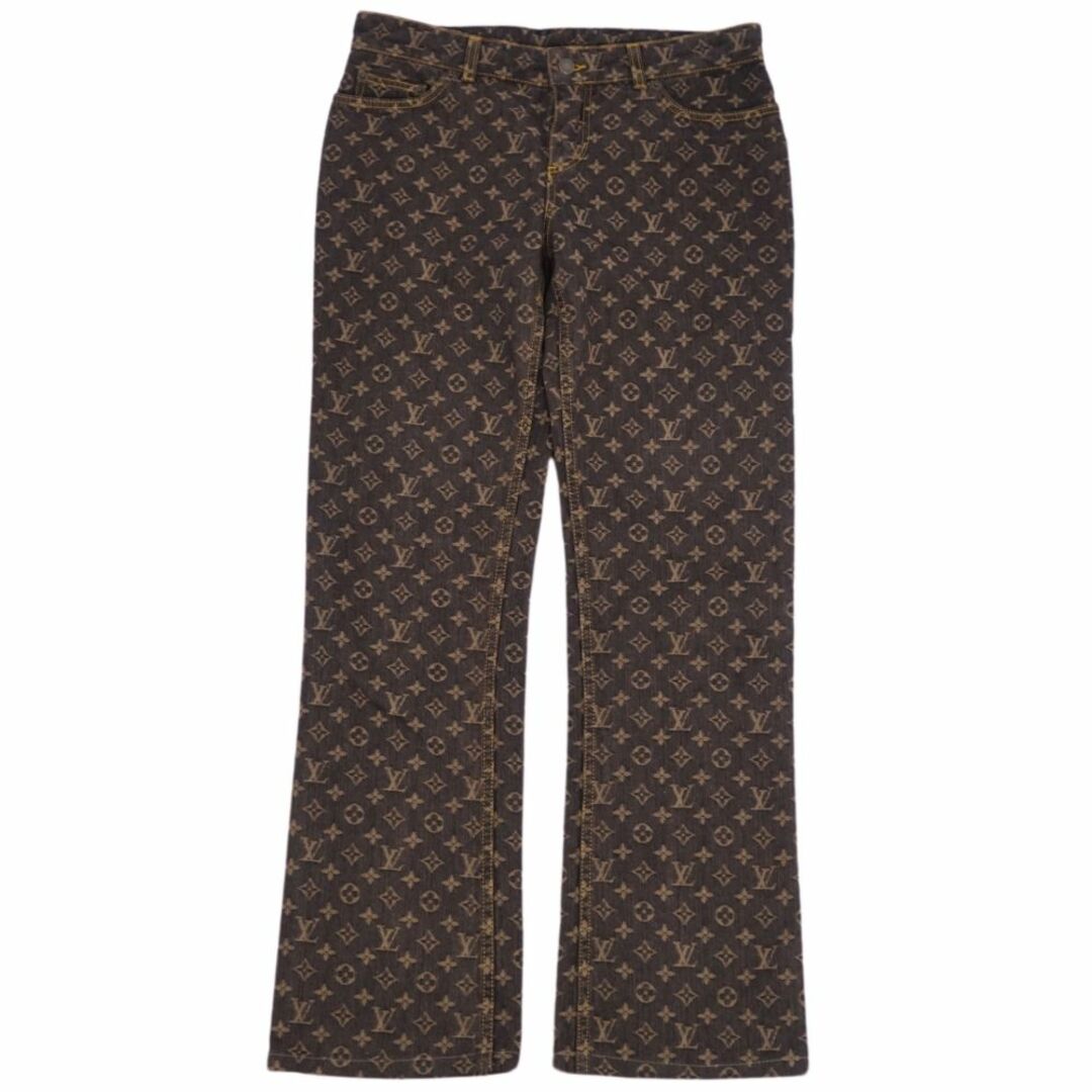 LOUIS VUITTON(ルイヴィトン)の美品 ルイヴィトン LOUIS VUITTON デニムパンツ モノグラム コットン ボトムス レディース イタリア製 42 ブラウン レディースのパンツ(デニム/ジーンズ)の商品写真