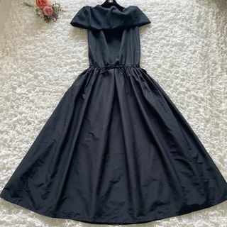 ヨウジヤマモト(Yohji Yamamoto)のヨウジヤマモトプリュスノアール　ブラックドレス　オフショルカラーワンピ　サイズ2(ロングワンピース/マキシワンピース)