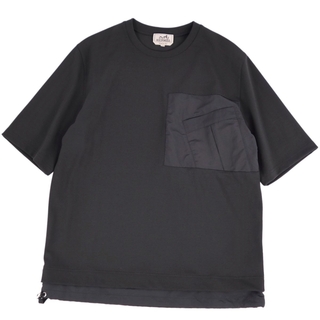 美品 エルメス HERMES Tシャツ カットソー ショートスリーブ 半袖  レイヤード イタリア製 トップス メンズ S グリーン