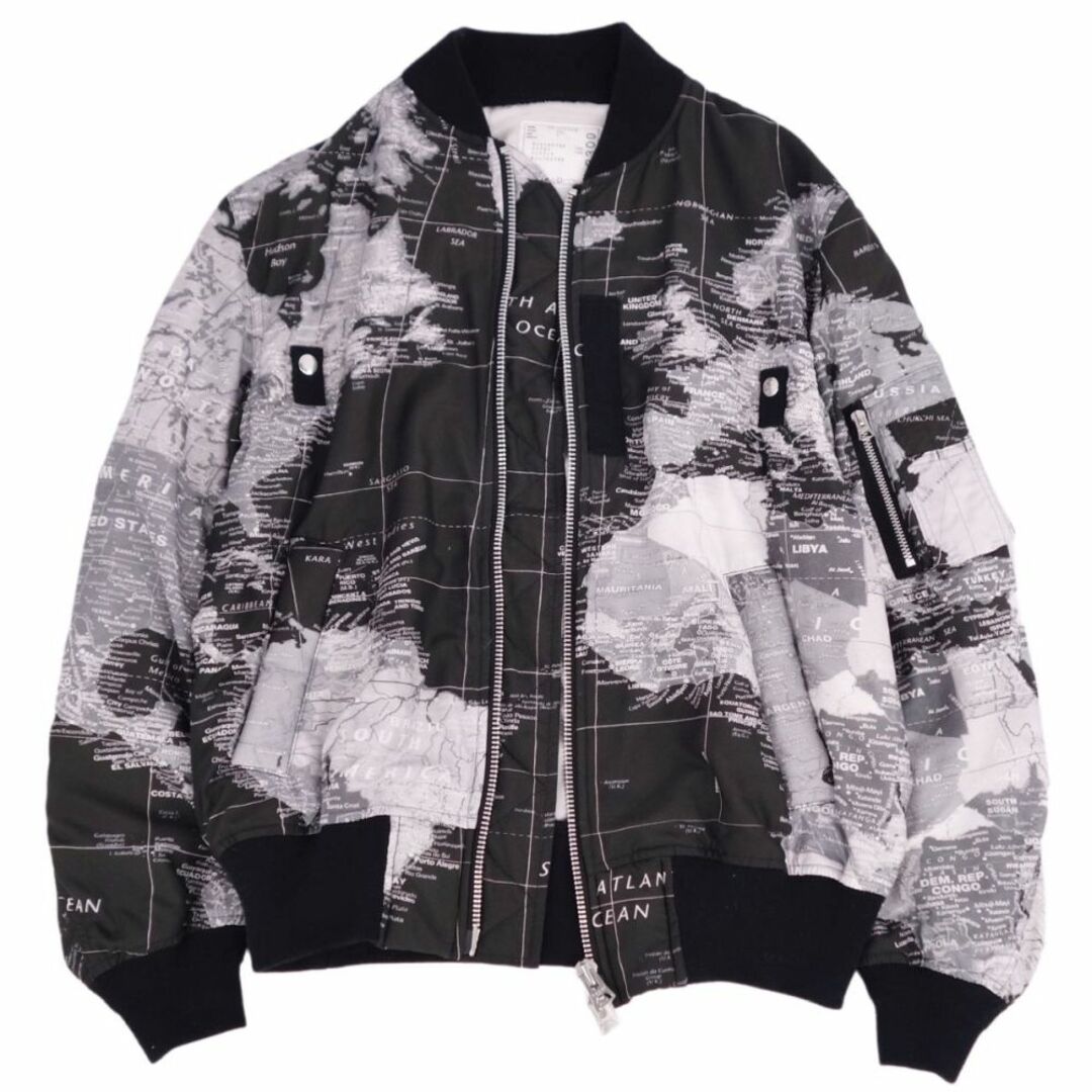 sacai(サカイ)の美品 サカイ Sacai ジャケット ブルゾン 20SS WORLD MAP BLOUSON 20-02300M 世界地図柄 ジップアップ アウター メンズ 3 メンズのジャケット/アウター(ブルゾン)の商品写真