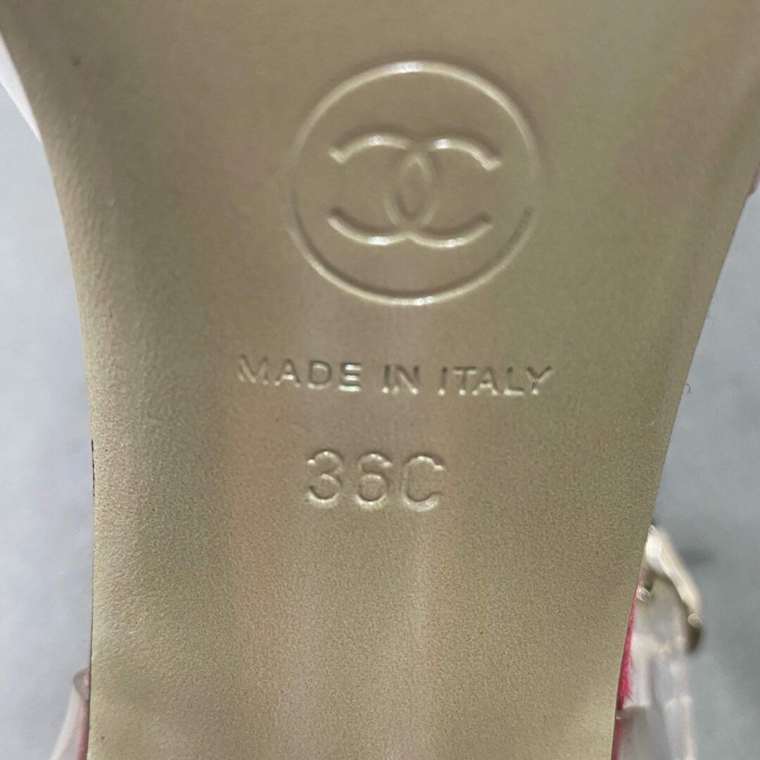 CHANEL(シャネル)の6e16 CHANEL シャネル 17A クリアストラップ ラインストーン ココマーク サンダル パンプス 36C レディース 靴 レディースの靴/シューズ(ハイヒール/パンプス)の商品写真