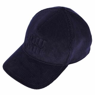 miumiu - 極美品 ミュウミュウ miumiu 2023 キャップ 帽子 ロゴ コーデュロイ レディース イタリア製 S(57cm) ネイビー