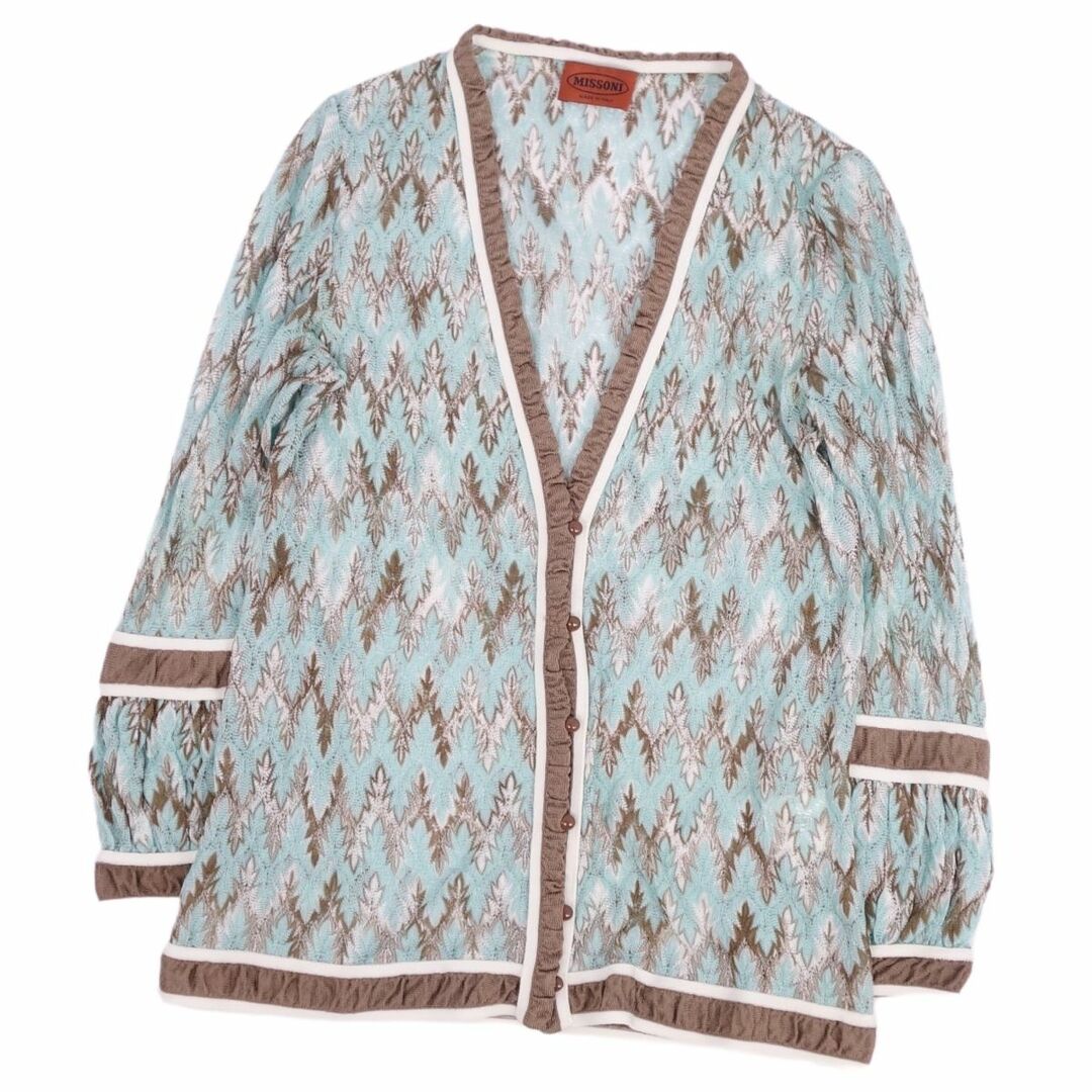 mikihouse(ミキハウス)の美品 ミッソーニ MISSONI ニット カーディガン ロングスリーブ 長袖 総柄 トップス レディース 42(M相当) マルチカラー レディースのトップス(カーディガン)の商品写真