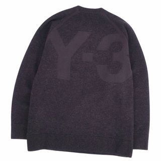 美品 ワイスリー Y-3 ニット セーター ロングスリーブ 長袖 ラグランスリーブ ロゴ トップス メンズ L ダークグレー(ニット/セーター)