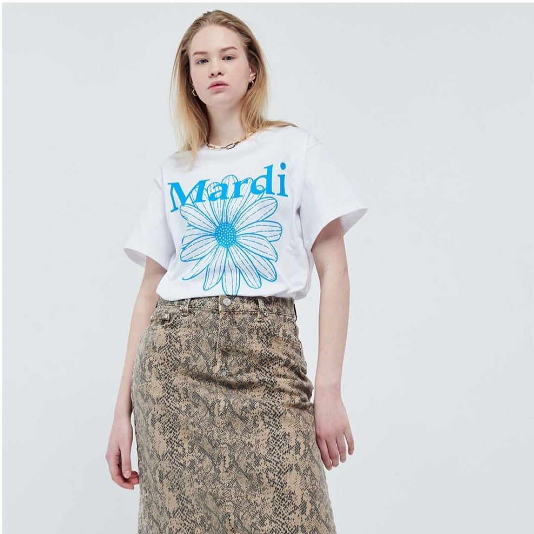 Mardi Mercredi マルディ Tシャツ WHITE FLUOBLUE レディースのトップス(Tシャツ(半袖/袖なし))の商品写真