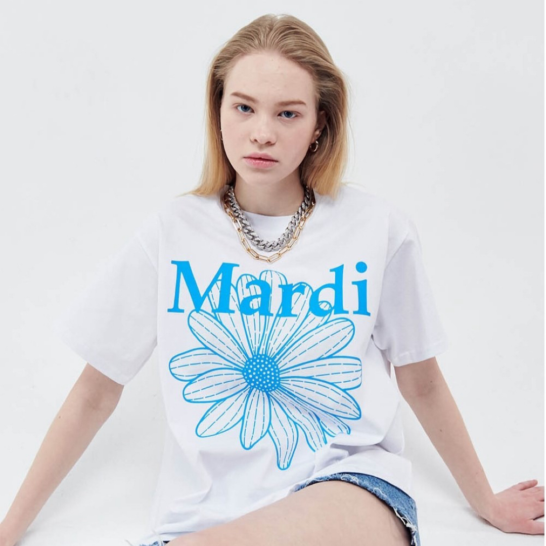 Mardi Mercredi マルディ Tシャツ WHITE FLUOBLUE レディースのトップス(Tシャツ(半袖/袖なし))の商品写真