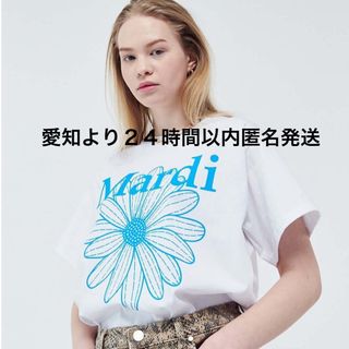 Mardi Mercredi マルディ Tシャツ WHITE FLUOBLUE(Tシャツ(半袖/袖なし))