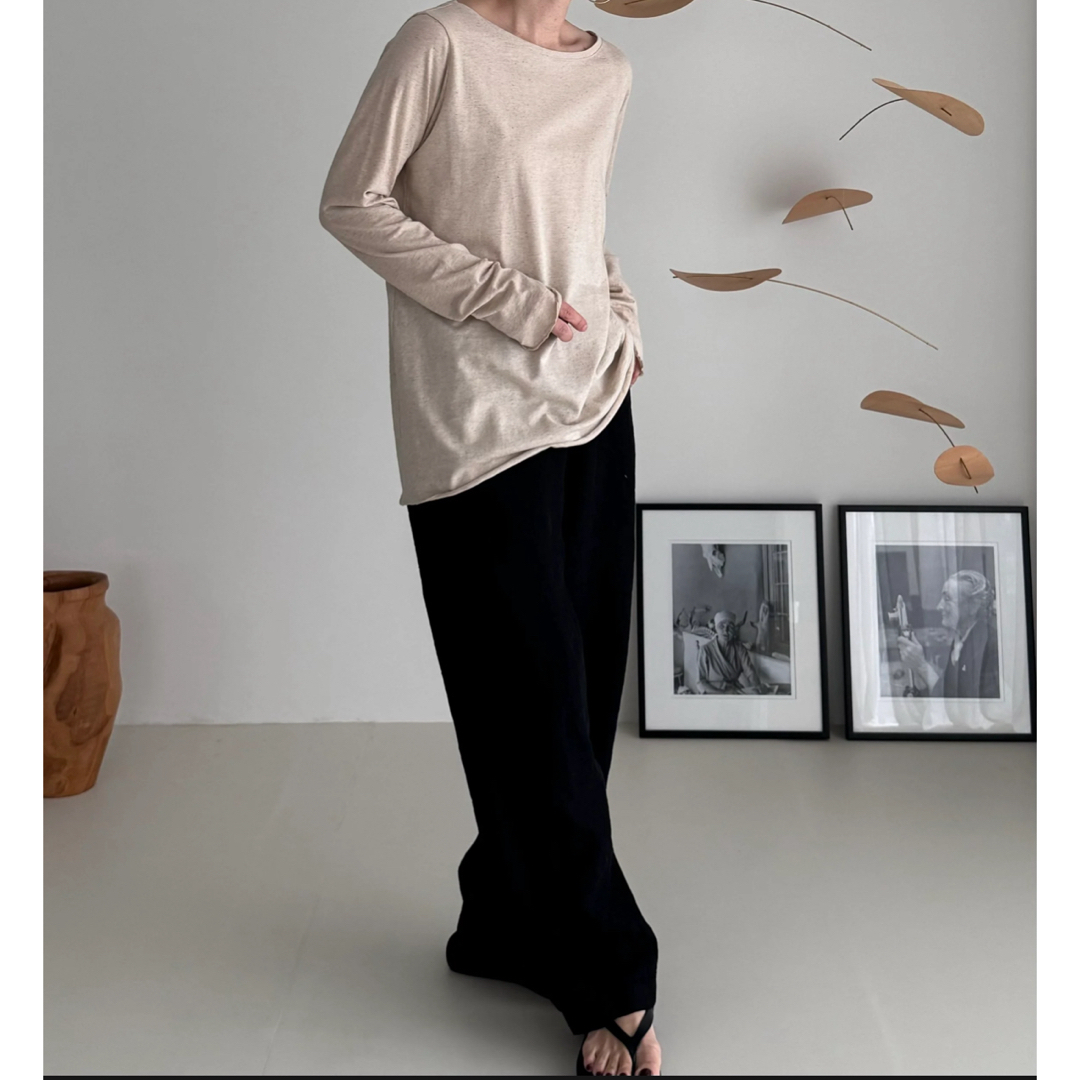 ARGUE(アギュー)のBELGIUM LINEN×COTTON LADY LONG T-SHIRTS レディースのトップス(Tシャツ(長袖/七分))の商品写真