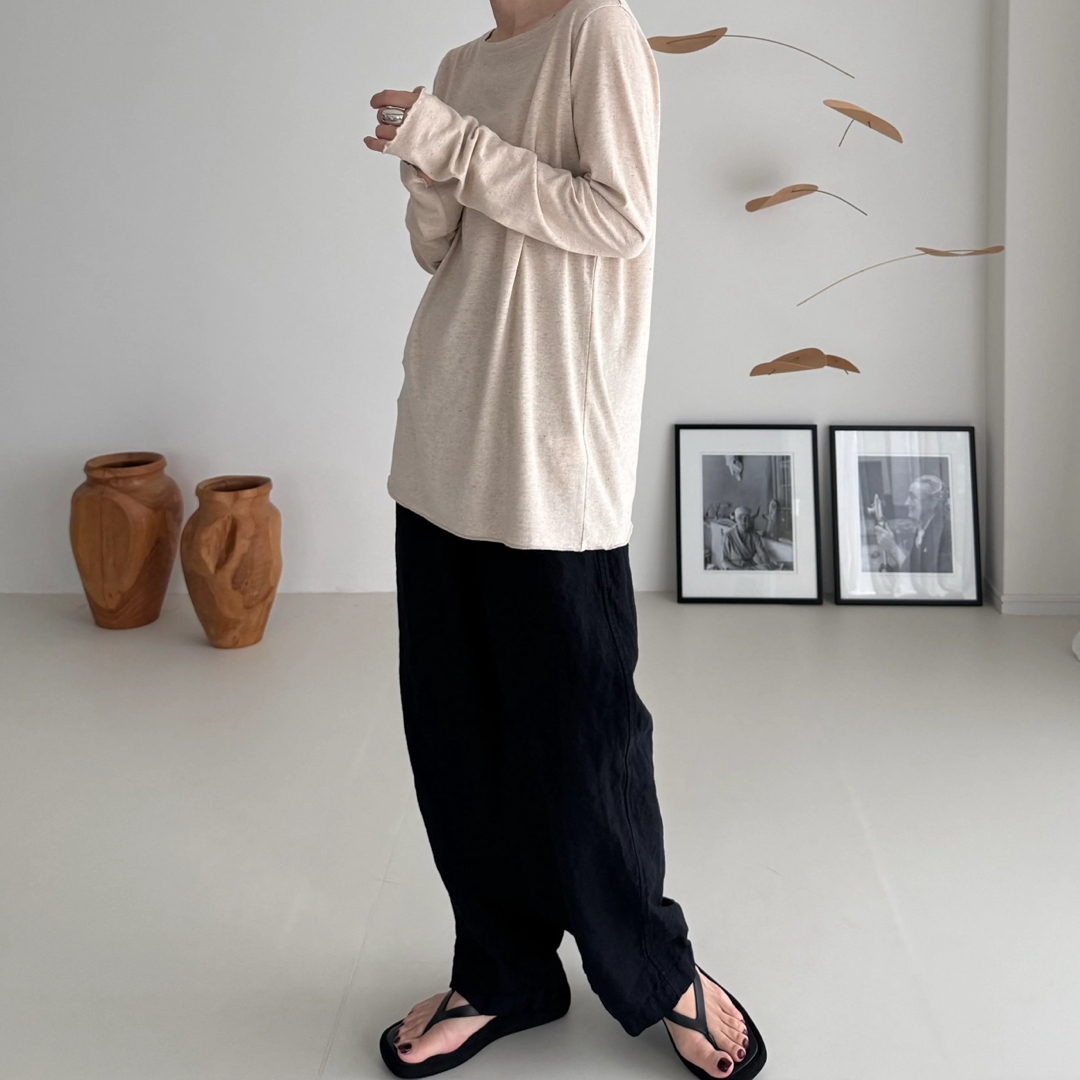 ARGUE(アギュー)のBELGIUM LINEN×COTTON LADY LONG T-SHIRTS レディースのトップス(Tシャツ(長袖/七分))の商品写真