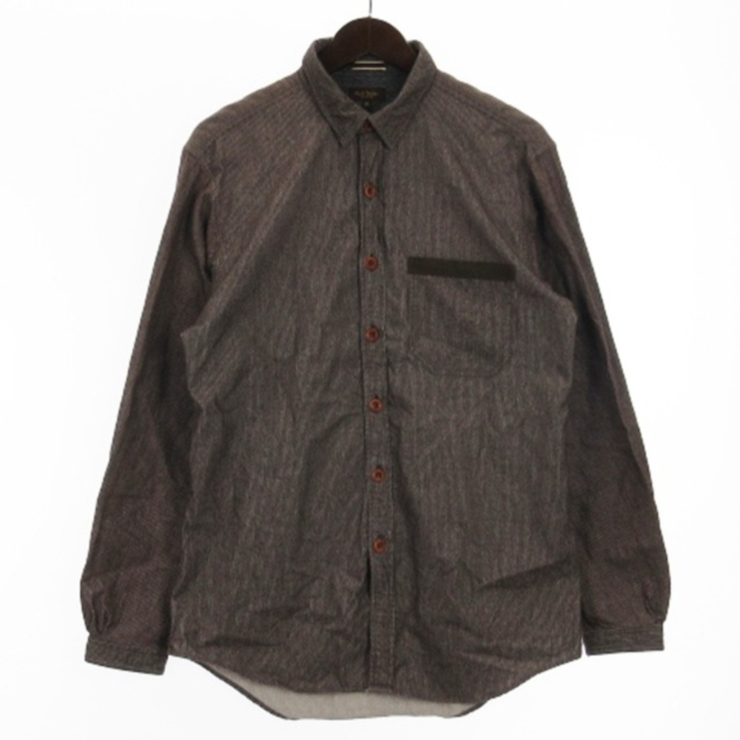 ポールスミスコレクション シャツ 長袖 ストライプ コットン 茶 ブラウン M メンズのトップス(シャツ)の商品写真
