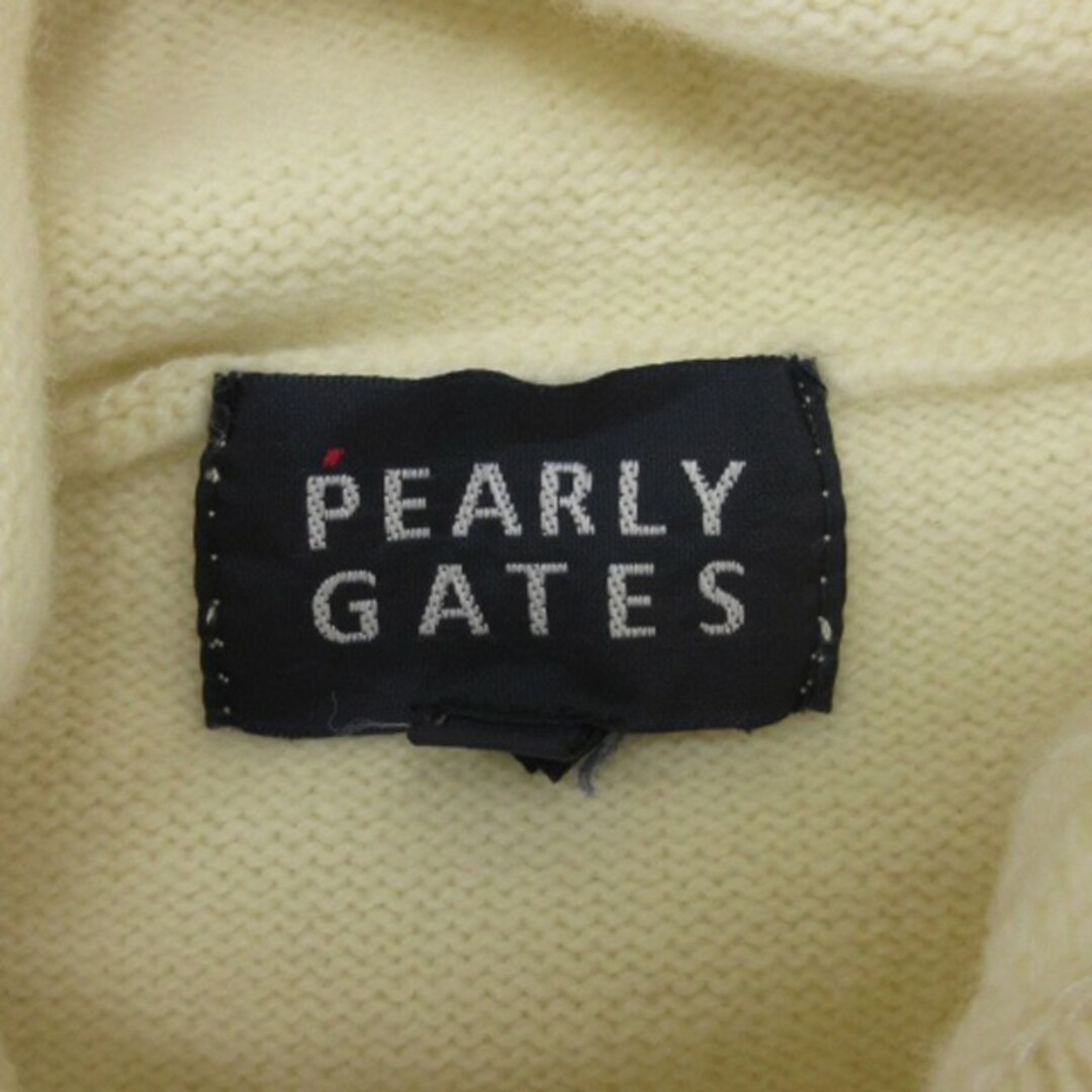 PEARLY GATES(パーリーゲイツ)のパーリーゲイツ ニット パーカー 長袖 プリント 指穴 ウール アイボリー 1 スポーツ/アウトドアのゴルフ(ウエア)の商品写真