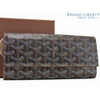 ゴヤール(GOYARD)の美品ゴヤールヴァレンヌ二つ折り長財布ブラックブラウンイエローPVC(財布)