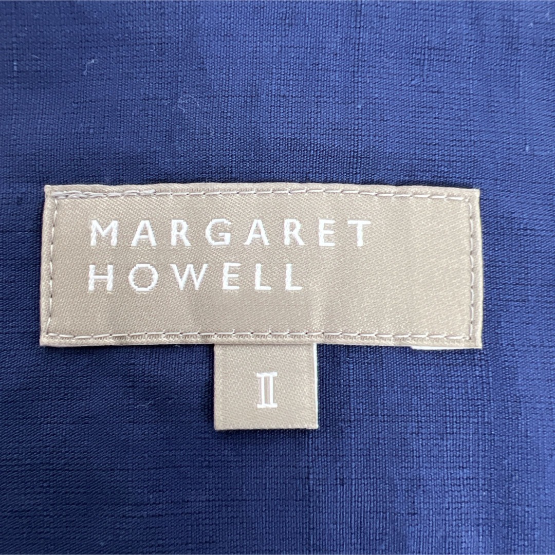 MARGARET HOWELL(マーガレットハウエル)のマーガレットハウエル セーラーカラーワンピース ゆったり コットンリネン M レディースのワンピース(ロングワンピース/マキシワンピース)の商品写真