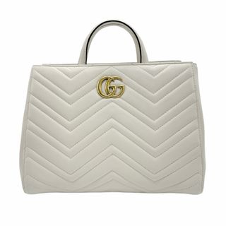 Gucci - グッチ GUCCI ハンドバッグ ショルダーバッグ GGマーモント レザー アイボリー レディース 448054 送料無料【中古】 z1006