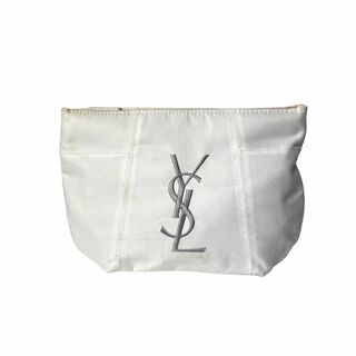 Yves Saint Laurent - イヴサンローラン　白　立体ロゴ　ポーチ　バニティ