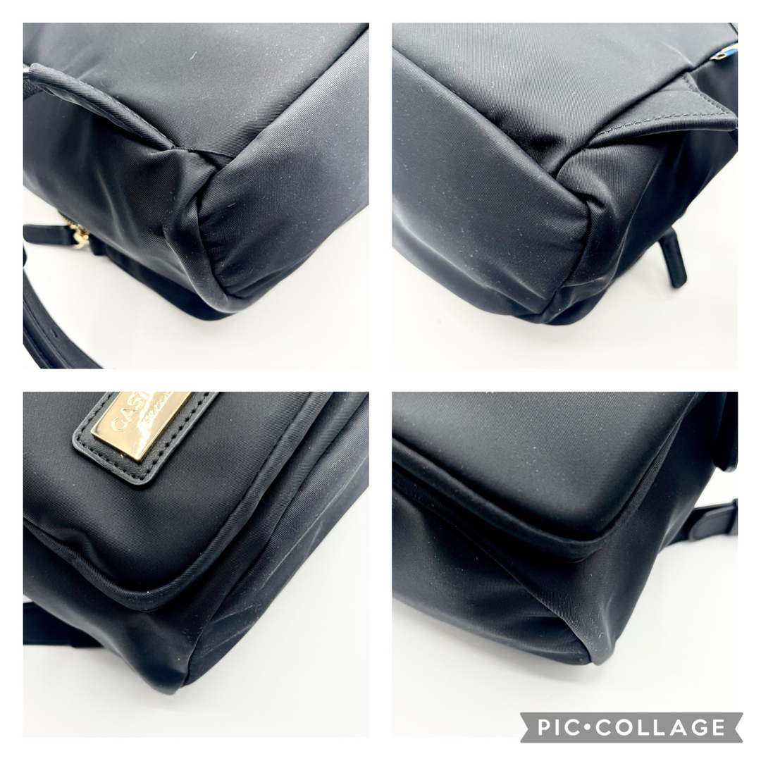 GastonLuga CLASSY(ガストンルーガクレッシー)の美品 ガストンルーガ リュック パーラン ナイロン 黒 巾着 フラップ プレート レディースのバッグ(リュック/バックパック)の商品写真