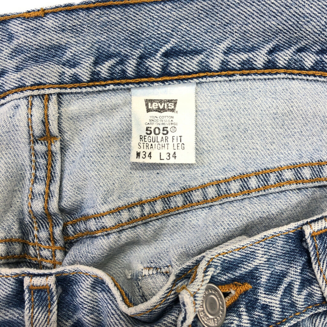 Levi's(リーバイス)の90年代 USA製 Levi's リーバイス 505 デニムパンツ アメカジ ブルー (メンズ W34 L34) 中古 古着 Q5034 メンズのパンツ(デニム/ジーンズ)の商品写真