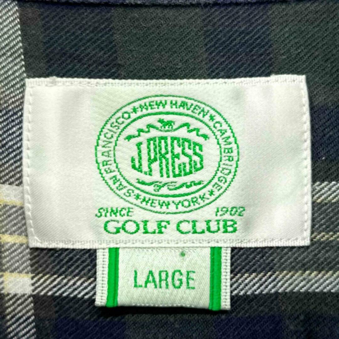 J.PRESS GOLF CLUB ジェイプレス ゴルフクラブ BD長袖シャツ グリーン チェック柄 サイズL ボタンダウン メンズ ヴィンテージ ネ メンズのトップス(シャツ)の商品写真