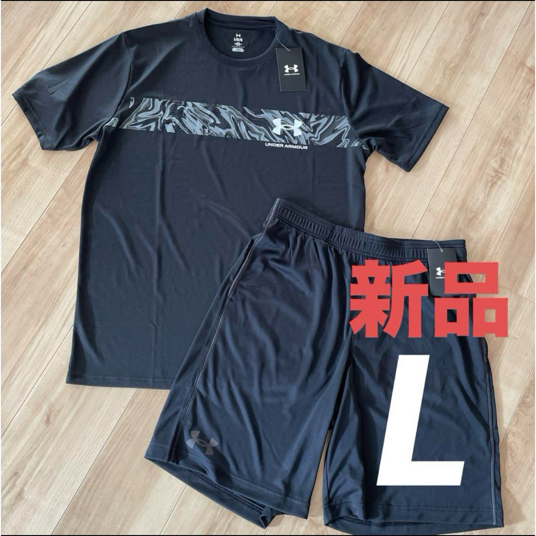 UNDER ARMOUR(アンダーアーマー)のアンダーアーマー  メンズ　Tシャツ　ハーフパンツ　セットアップ　ブラック　黒L メンズのトップス(Tシャツ/カットソー(半袖/袖なし))の商品写真