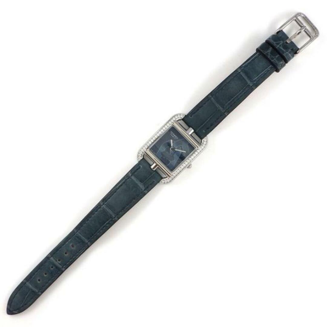 Hermes(エルメス)のエルメス HERMES 腕時計 ケープコッド PM 31mm CC1.330.630 シェーヌ ダンクル ダイヤベゼル 鎖モチーフ ギョーシェ スクエア ネイビー文字盤 SS ブルー アリゲーター レザーベルト クオーツアナログ 【箱・保付き】 【中古】 レディースのファッション小物(腕時計)の商品写真