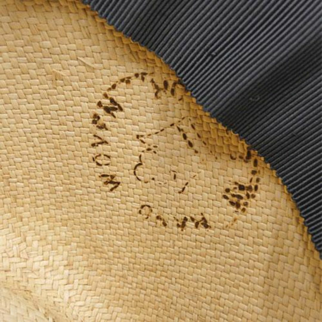 CHANEL(シャネル)の美品 シャネル 帽子 CHANEL ストローハット 麦わら帽子 ココマーク リボン Mサイズ 54cm ナチュラル レディース OJ10488 レディースの帽子(麦わら帽子/ストローハット)の商品写真