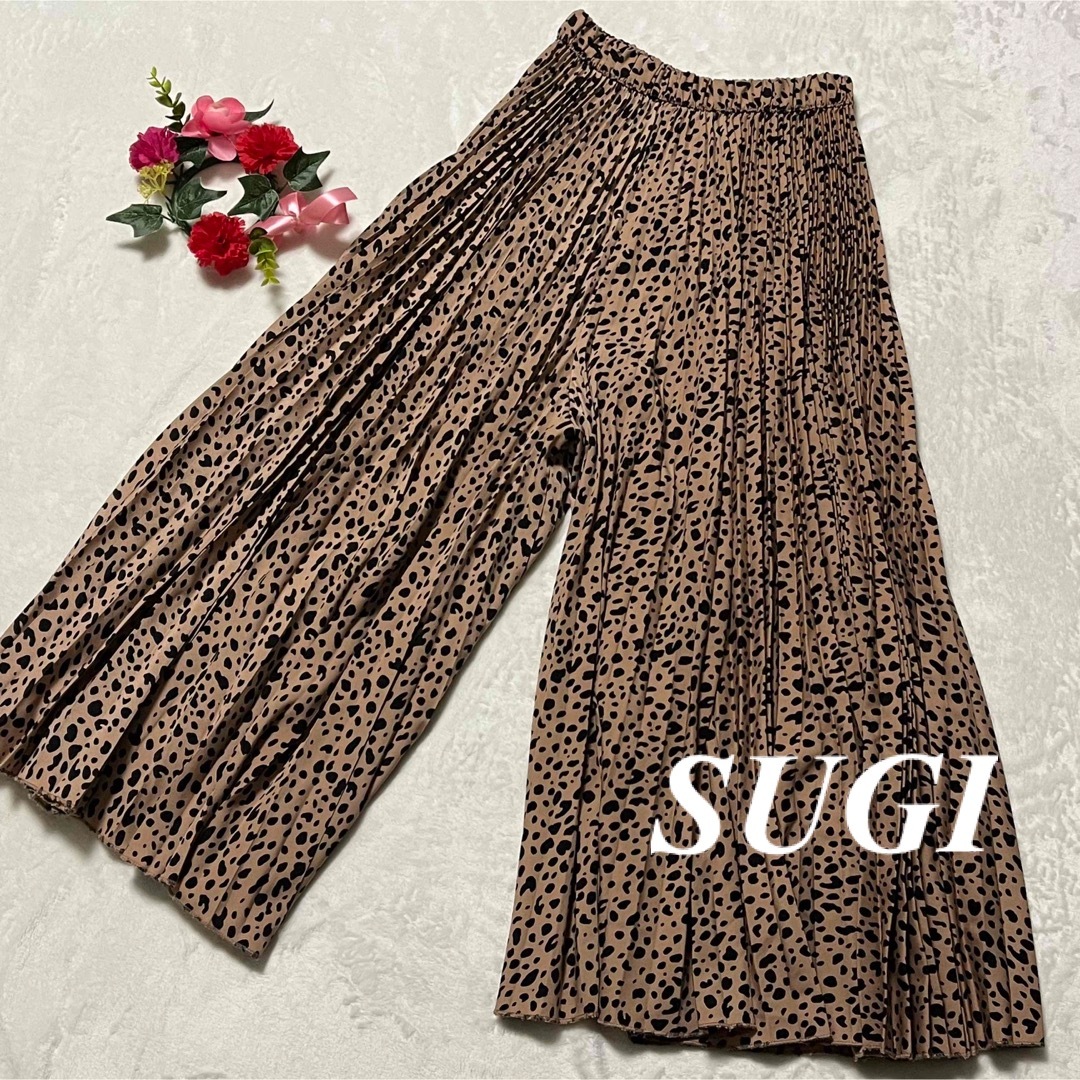 SUGI ♡ プリーツパンツ　ヒョウ柄　オーバーサイズ　F 即発送　大特価セール レディースのパンツ(その他)の商品写真