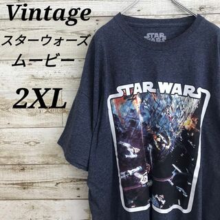 【k4505】USA古着スターウォーズムービープリント半袖ビッグTシャツ2XL(Tシャツ/カットソー(半袖/袖なし))