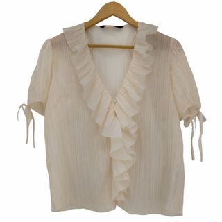 ザラ(ZARA)のZARA(ザラ) PLEATED BLOUSE WITH RUFFLES(シャツ/ブラウス(半袖/袖なし))