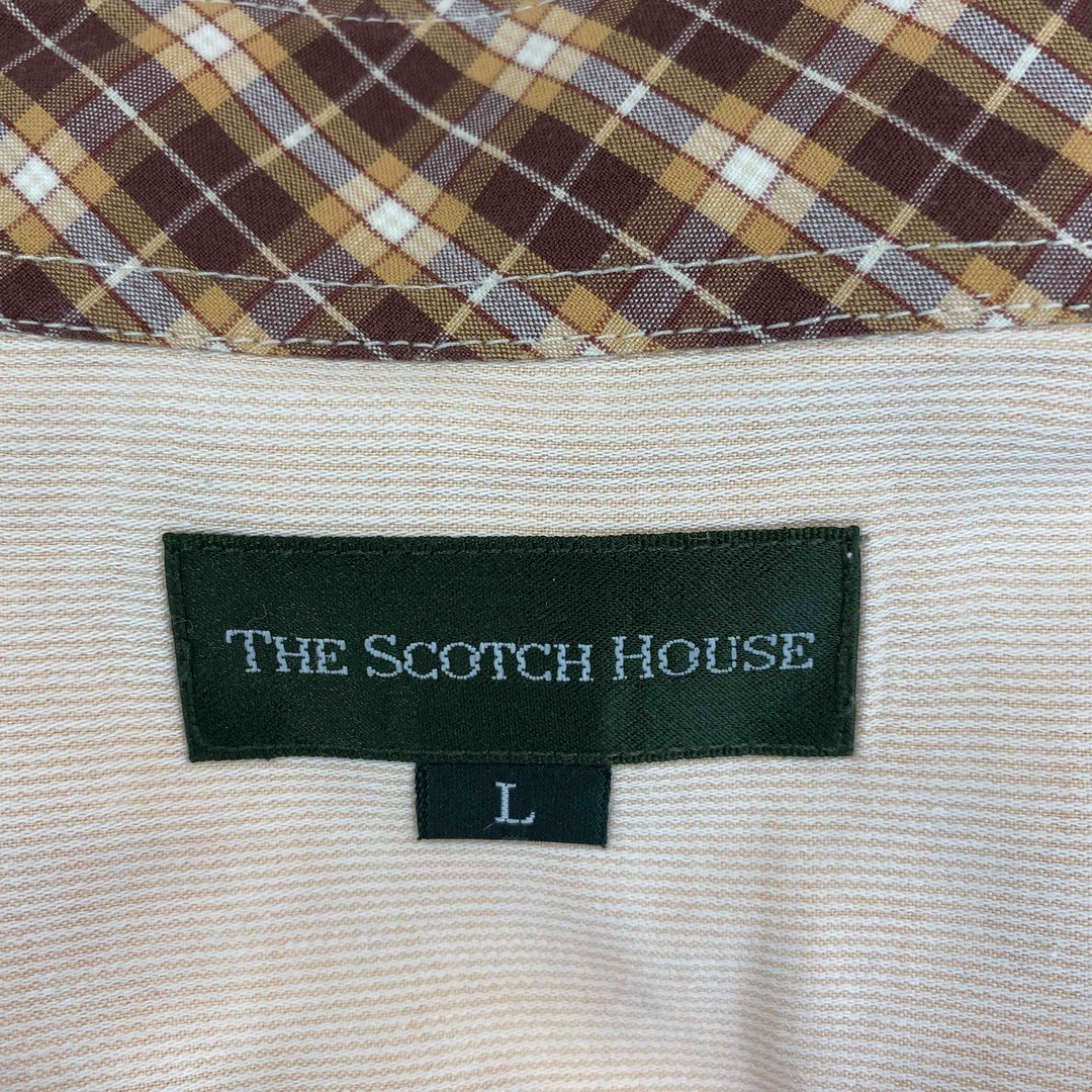 THE SCOTCH HOUSE(ザスコッチハウス)のThe Scotch House ザスコッチハウス メンズ ピンク系 麻混 ワンポイント ロゴ入り 半袖シャツ メンズのトップス(シャツ)の商品写真