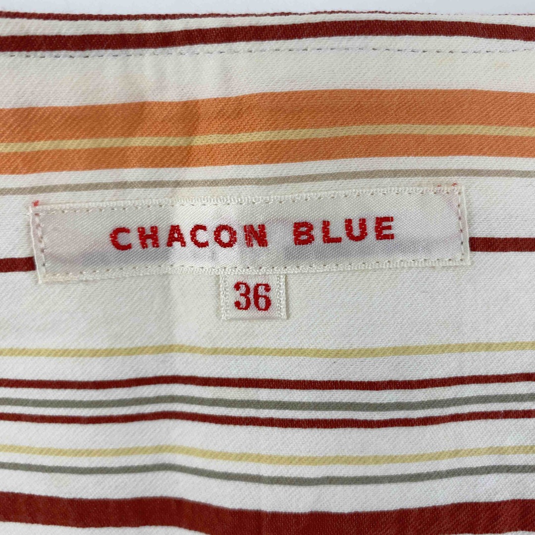 CHACON BLUE レディース ひざ丈スカート 赤ｘオレンジ ストライプ tk レディースのスカート(ひざ丈スカート)の商品写真