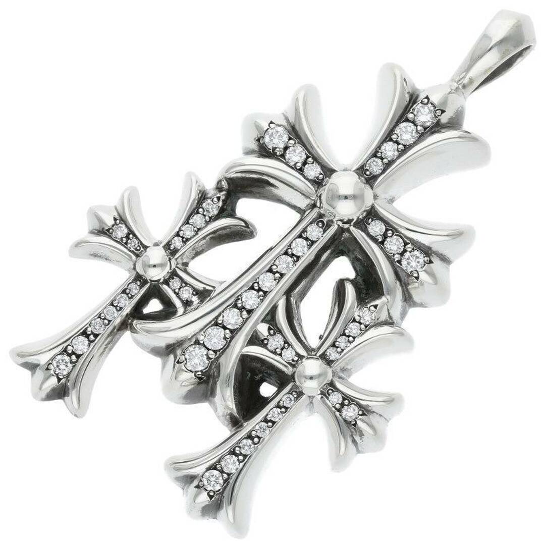 Chrome Hearts(クロムハーツ)のクロムハーツ  3 CH CRS SML P DMND トリプルCHクロススモール PAVEダイヤ/シルバーネックレストップ メンズ メンズのアクセサリー(ネックレス)の商品写真