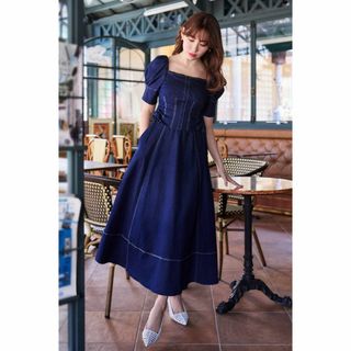 即完売 HERLIPTO Eze Puff-Sleeve Denim Dress(ロングワンピース/マキシワンピース)