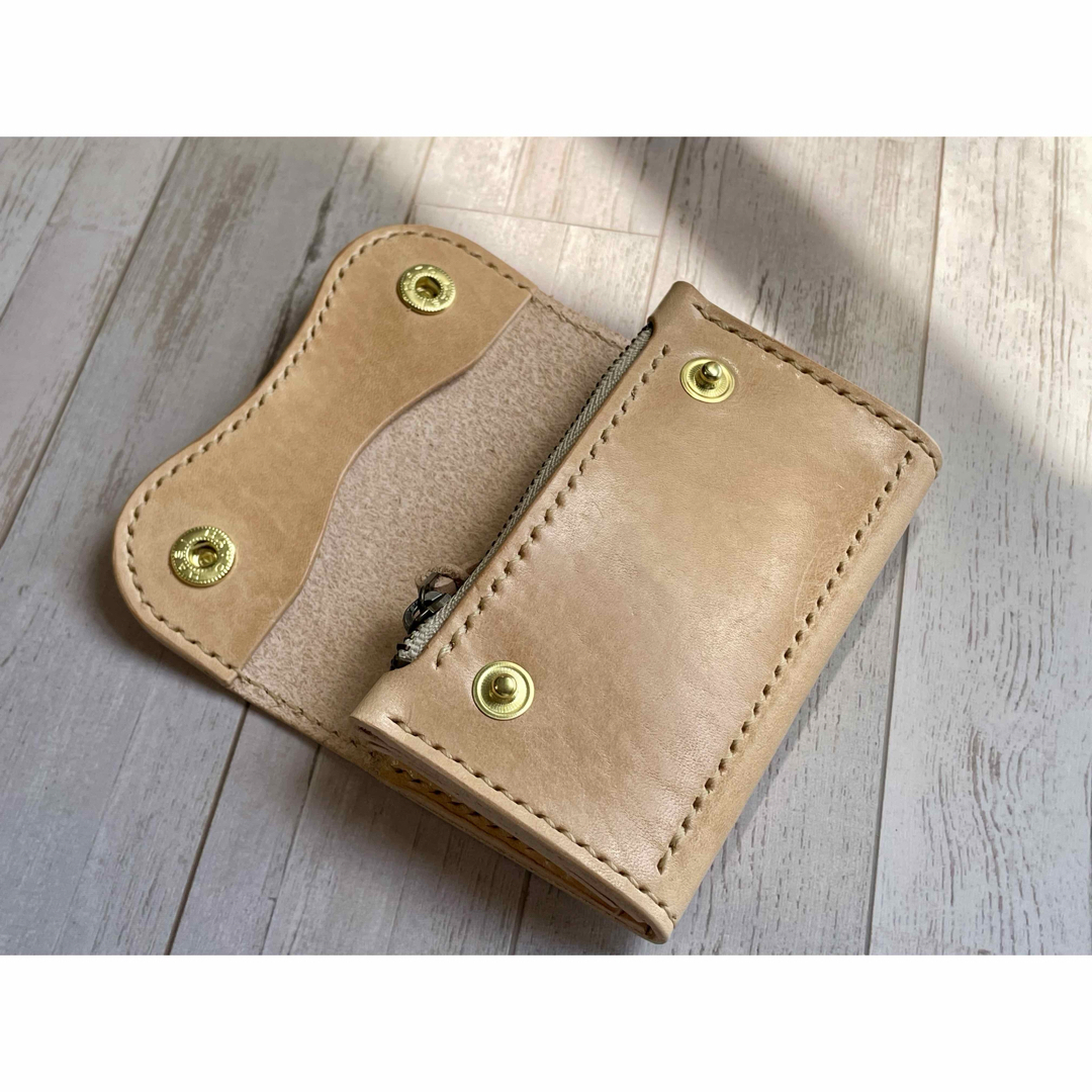 姫路ヌメ革　ダブルフォックファスナー小型財布　4-30 メンズのファッション小物(コインケース/小銭入れ)の商品写真