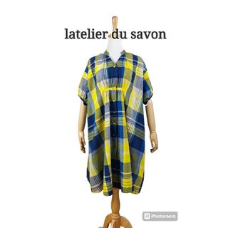 美品 latelier du savon  チェックワンピース