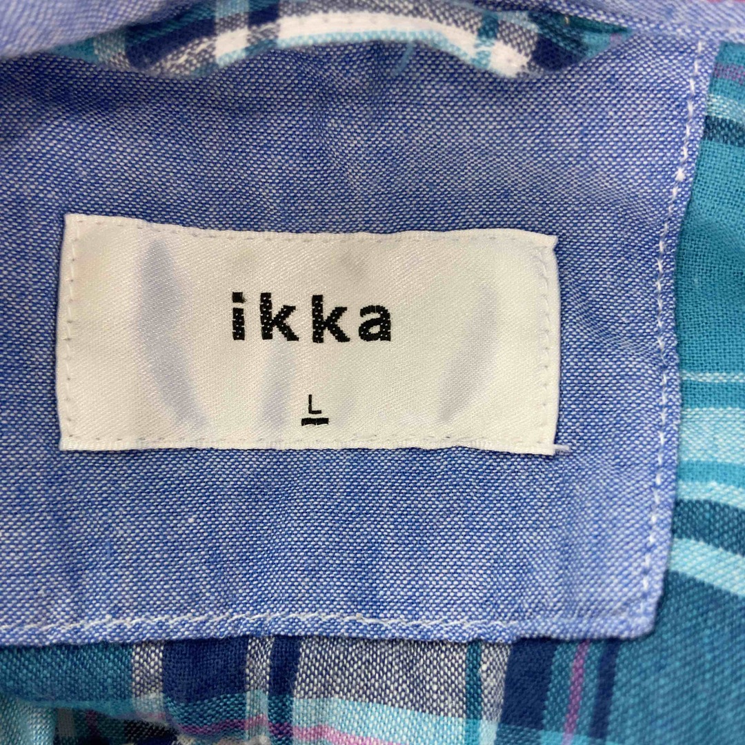 ikka(イッカ)のikka イッカ メンズ 半袖シャツ チェック柄 ブルー メンズのトップス(シャツ)の商品写真