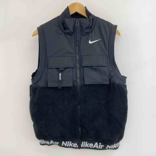 ナイキ(NIKE)のNIKE AIR ナイキエアー メンズ 中綿・ダウンベスト　ボアベスト　ロゴ刺繍　ジップアップ　胸ポケット　黒(ダウンベスト)