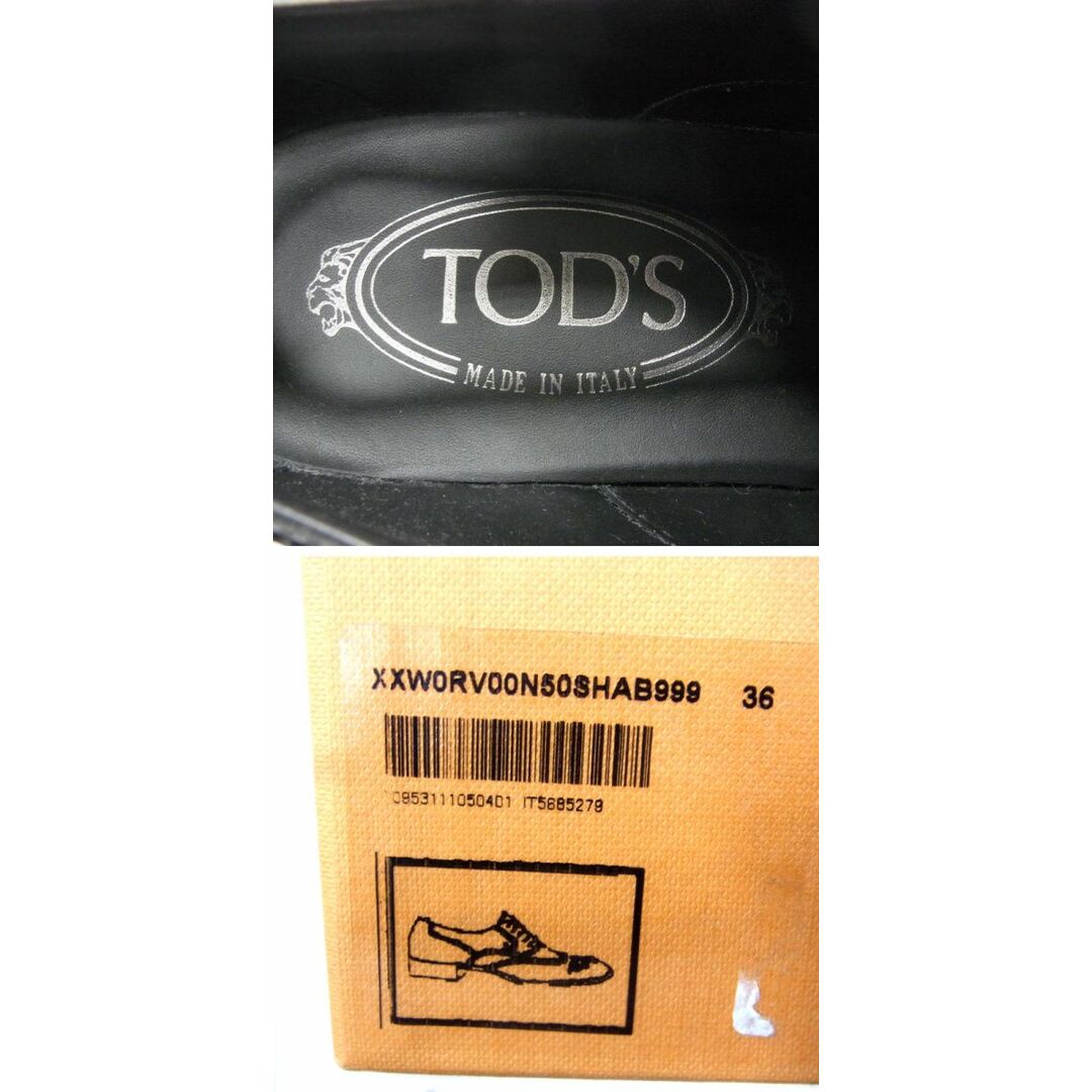 TOD'S(トッズ)の定価10万円以上●TOD'S トッズ レザー オックスフォード シューズ 革靴 メダリオン ウイングチップ レディース 22.5 ブラック 正規品 レディースの靴/シューズ(ローファー/革靴)の商品写真