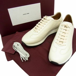 ジョンロブ(JOHN LOBB)の新品 定価176,000円◇JOHN LOBB  FOUNDRY II 1019 レザースニーカー ノンウェルテッド製法 オフホワイト メンズ 替え紐 保存袋 箱付き(スニーカー)