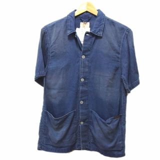 ヌーディジーンズ(Nudie Jeans)の新品●Nudie Jeans Svante デニム シャツ ワーク ジャケット ミリタリー カバーオール 半袖 ヌーディージーンズ メンズ Sサイズ 未使用(カバーオール)