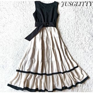 JUSGLITTY - 【ジャスグリッティー】コットンティアードワンピース S ベルト バイカラー