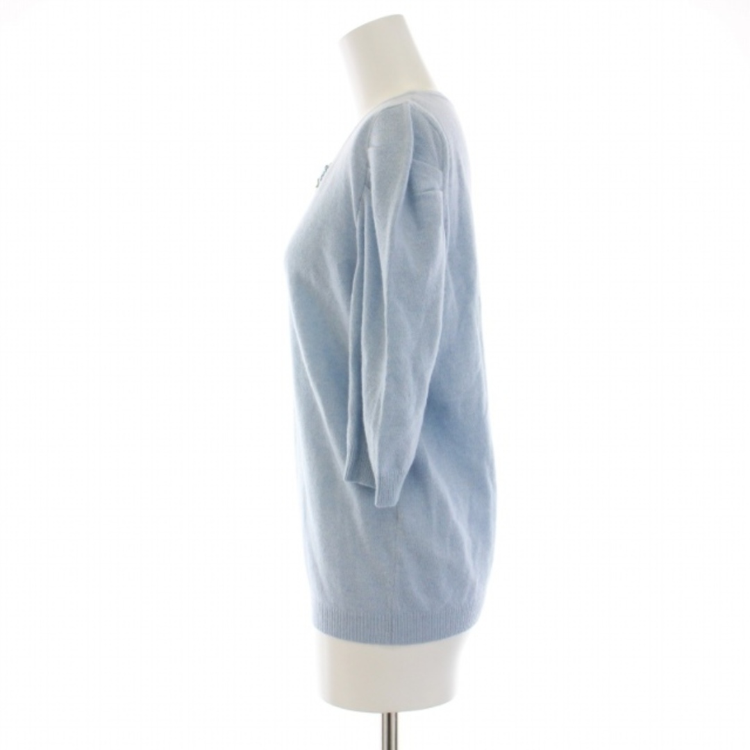 Blugirl(ブルーガール)のブルーガール ニット セーター 五分袖 クルーネック ビジュー 装飾 F 水色 レディースのトップス(ニット/セーター)の商品写真