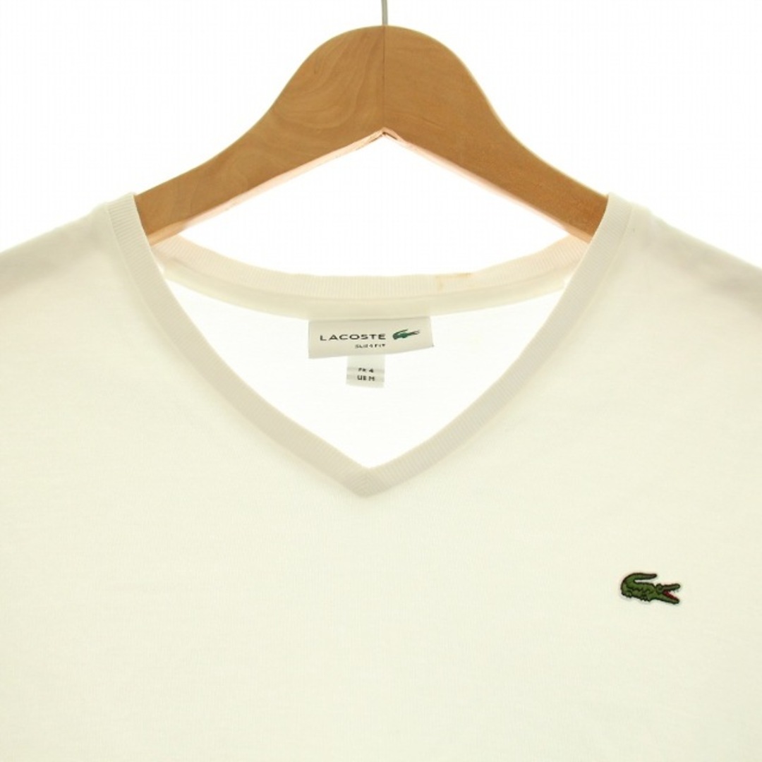 LACOSTE(ラコステ)のラコステ LACOSTE VネックロングTシャツ 長袖 白 ホワイト 4 M メンズのトップス(Tシャツ/カットソー(七分/長袖))の商品写真