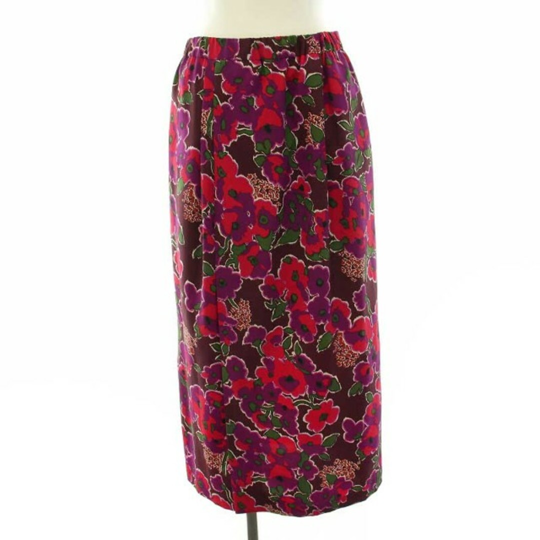 IENA(イエナ)のイエナ IENA タイトスカート ロング 花柄 ウエストゴム 38 M 紫 赤 レディースのスカート(ロングスカート)の商品写真