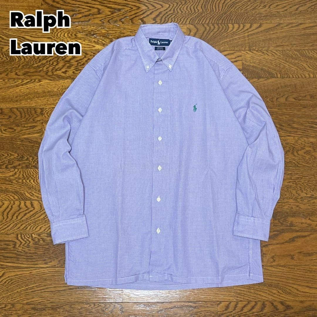 Ralph Lauren(ラルフローレン)の90s Ralph Lauren ラルフローレン シャツ 長袖 千鳥格子 M メンズのトップス(Tシャツ/カットソー(七分/長袖))の商品写真