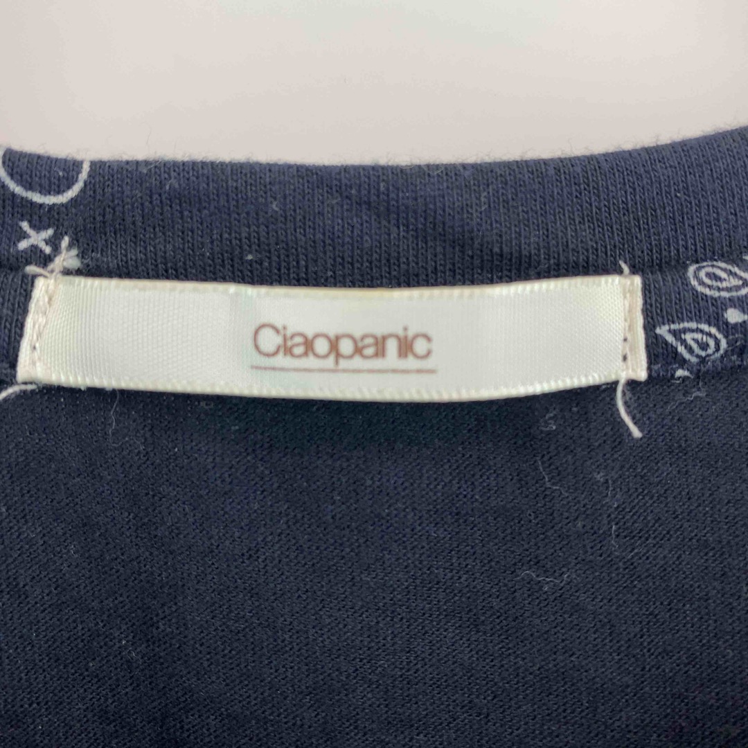 Ciaopanic(チャオパニック)のCiaopanic チャオパニック レディース Tシャツ（半袖）ペイズリー柄 ネイビー レディースのトップス(Tシャツ(半袖/袖なし))の商品写真
