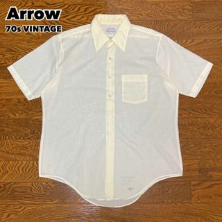 ARROW - 70s ARROW アロー シャツ 半袖 イエロー 無地 ヴィンテージ